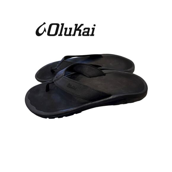 OluKai Ohana Men\'s Beach Thong Slip on Sandals Black 10110-4040 Size 13 main image 4